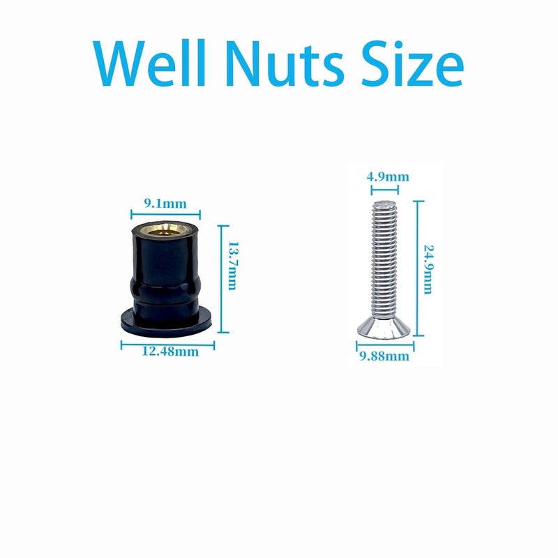 MAYEHAY 24 Pairs of Bugle M5 Neoprene Well Nuts M5 x 25mm Stainless Steel Hex Socket Bolts Well Nuts Kit for Kayak Motorcycle Windscreen Accessories,Neoprene nut Contains Brass Nuts Copper nut - Image 3